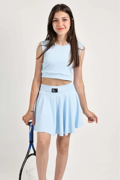 Şort Etekli Crop Body Sıfır Kol Sporcu Takım (RYBYisv5pf)