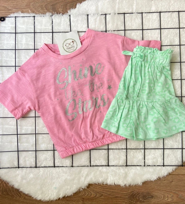 Kız Çocuk Etekli İkili Takım %100 COTTON (pCTZoabbVZe0t) - 2