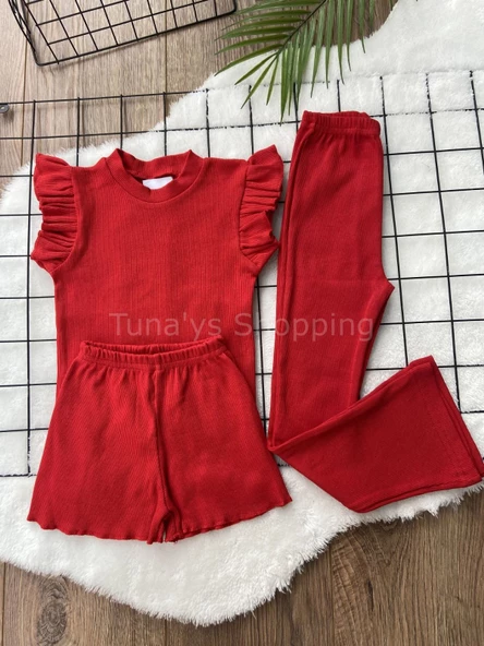 T-shirt Şort Pantolon Çok Amaçlı Yazlık Çocuk 3'lü Set (9DDQKNl7KFNWP)