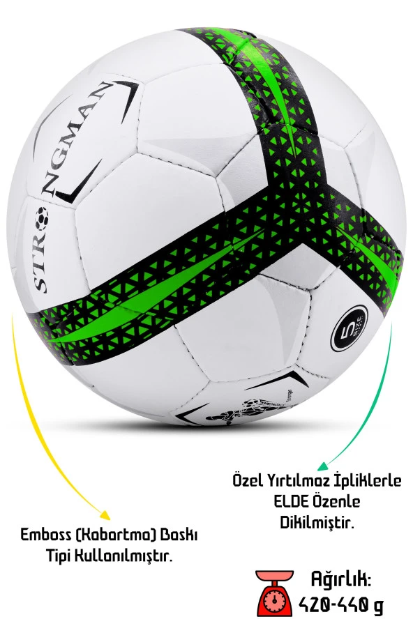 Telvesse Futbol Topu Profesyonel El Dikişli Ultra Dayanıklı Sert Zemin Halı Saha Topu 099 No:5 - 2