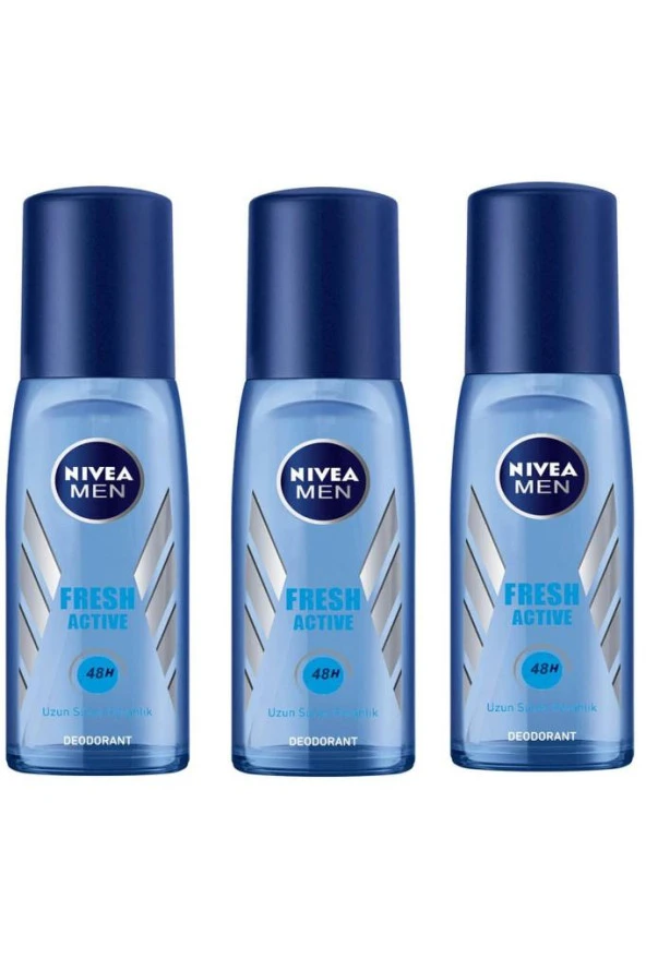 Nivea Men Fresh Active Erkek Deodorant Pump Sprey 75 ml 3 Adet