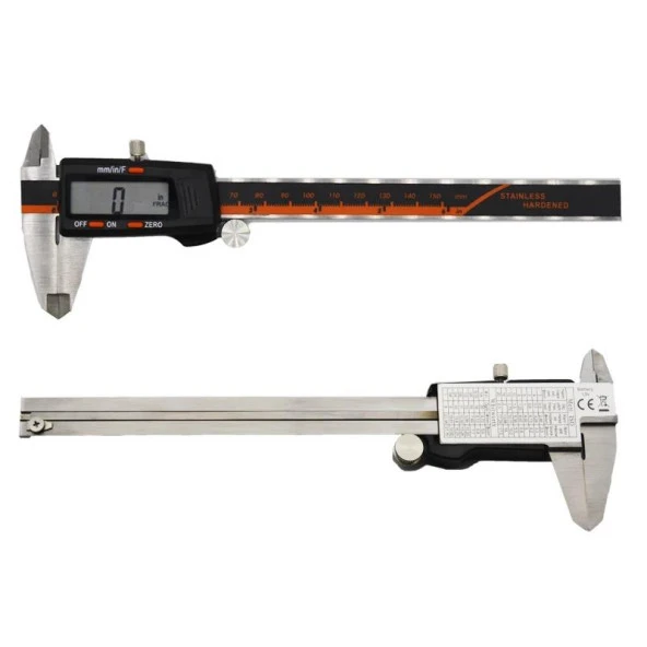 150 X 0,01mm Paslanmaz Çelik Gövdeli Dijital Büyük Ekranlı Kumpas - 7