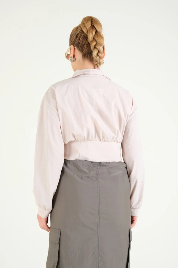 Kadın Paraşüt Crop Mont Taş - 4