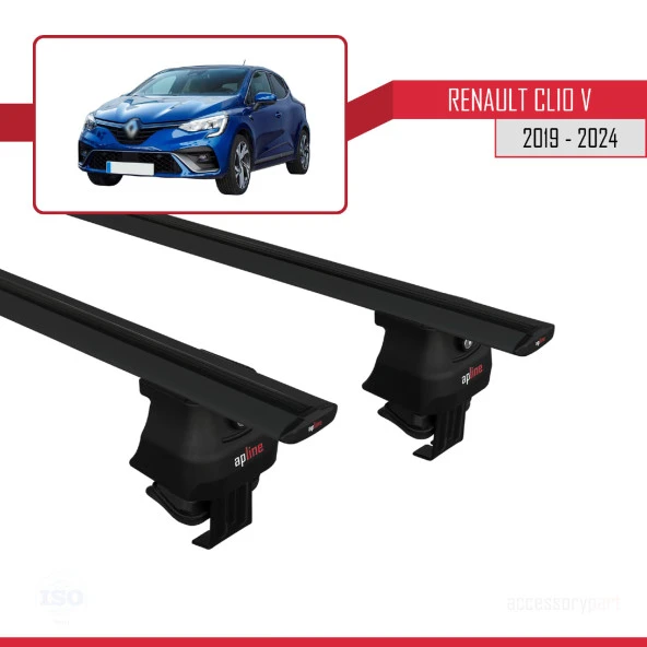 Renault Clio V 2019 ve Sonrası ile uyumlu ACE-4 Ara Atkı Tavan Barı SİYAH - 3