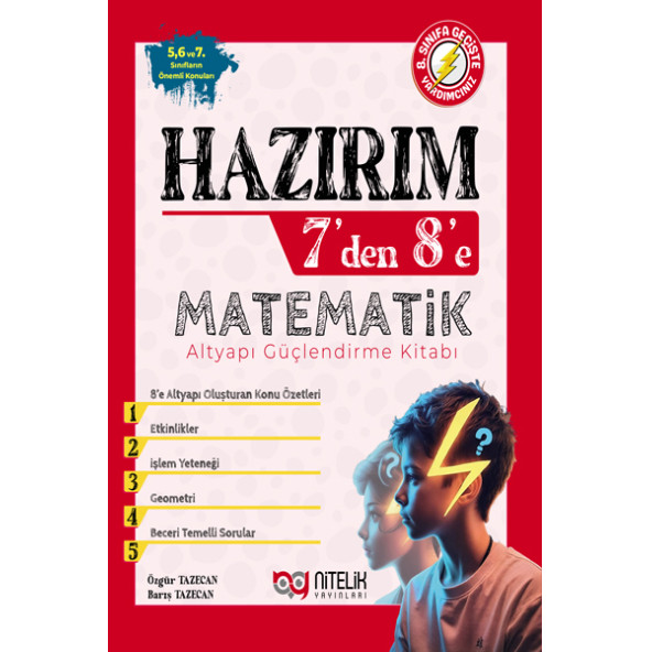 Nitelik Yayınları Hazırım 7'den 8'e Matematik Altyapı Güçlendirme Kitabı