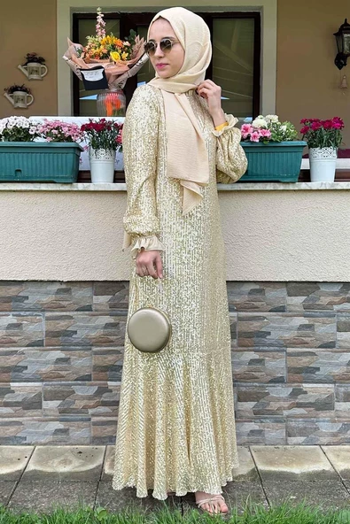 Pırıl Gold Elbise - Resim 7