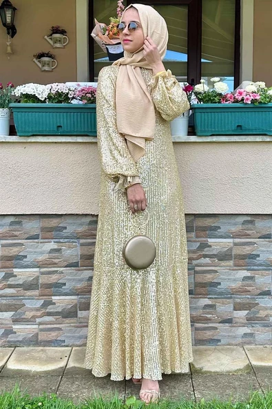 Pırıl Gold Elbise - Resim 3
