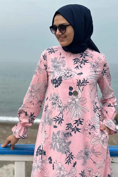 Irmak Organik Pamuklu Elbise Pembe - 7
