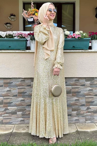 Pırıl Gold Elbise - Resim 4