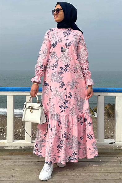 Irmak Organik Pamuklu Elbise Pembe - 3