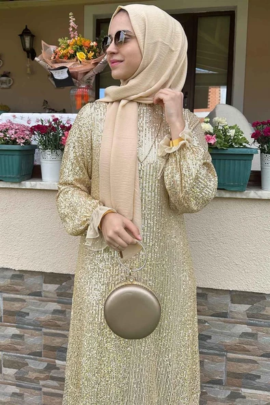 Pırıl Gold Elbise - Resim 6