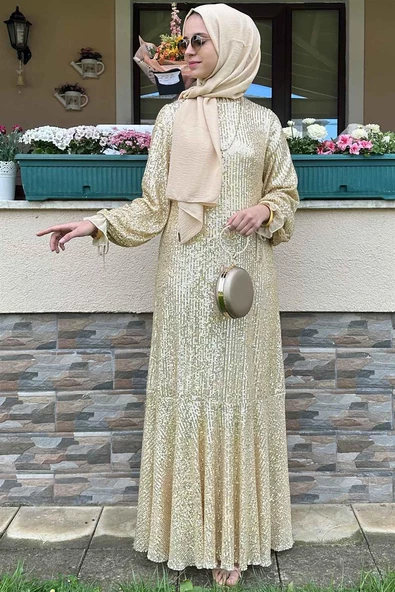 Pırıl Gold Elbise - Resim 5