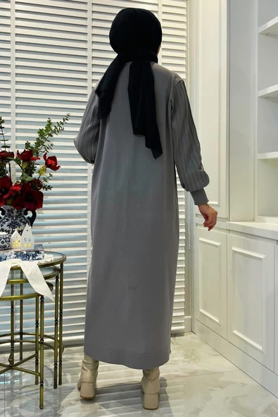 Ecem Gri Triko Elbise - Resim 10