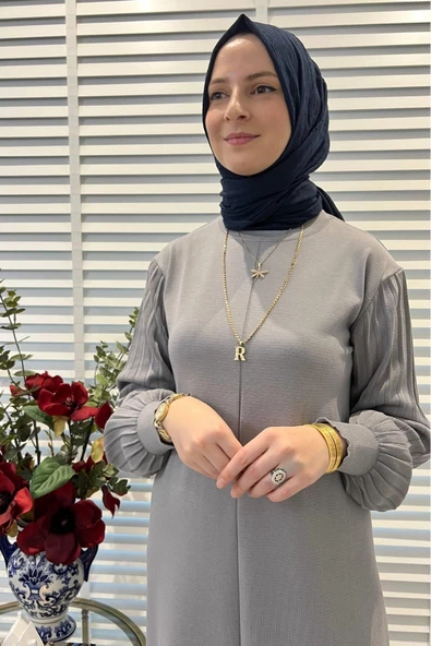 Ecem Gri Triko Elbise - Resim 11