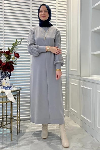 Ecem Gri Triko Elbise - Resim 2