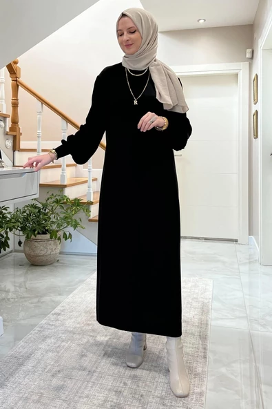 Ecem Siyah Triko Elbise