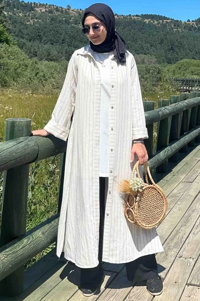 Siyah Çizgili Natural Kap - 7