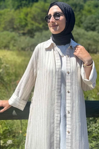 Siyah Çizgili Natural Kap - 3