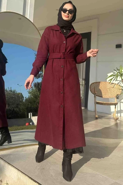 Asmin Kaşe Kaban Bordo - 2