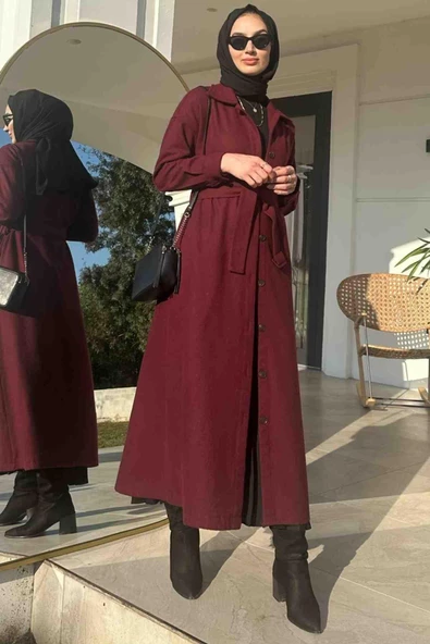 Asmin Kaşe Kaban Bordo - 4