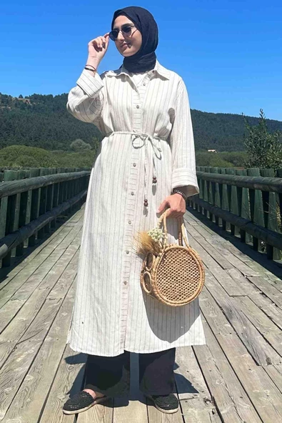 Siyah Çizgili Natural Kap - 9