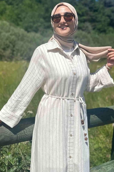 Kahve Çizgili Natural Kap - 11