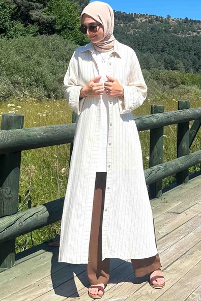 Kahve Çizgili Natural Kap - 7