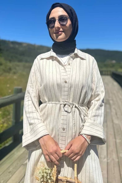 Siyah Çizgili Natural Kap - 12