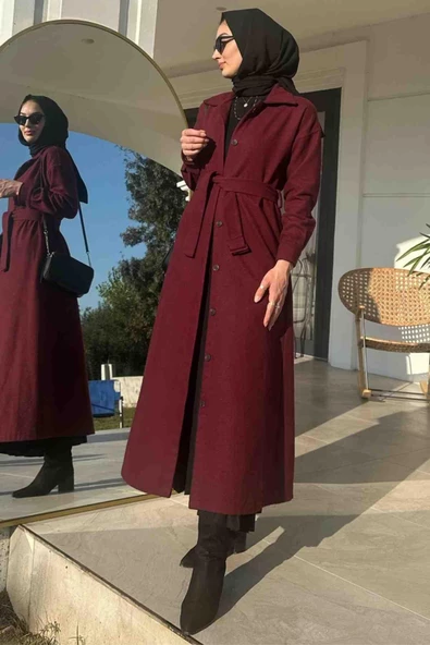 Asmin Kaşe Kaban Bordo - 5