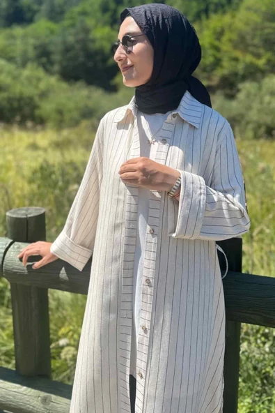 Siyah Çizgili Natural Kap - 2