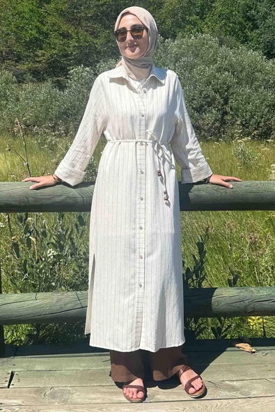 Kahve Çizgili Natural Kap - 8