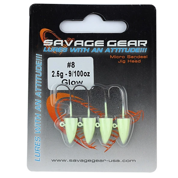 Savage gear LRF Micro Sandeel Jighead 2.5gr 4 Adet Glow Zoka