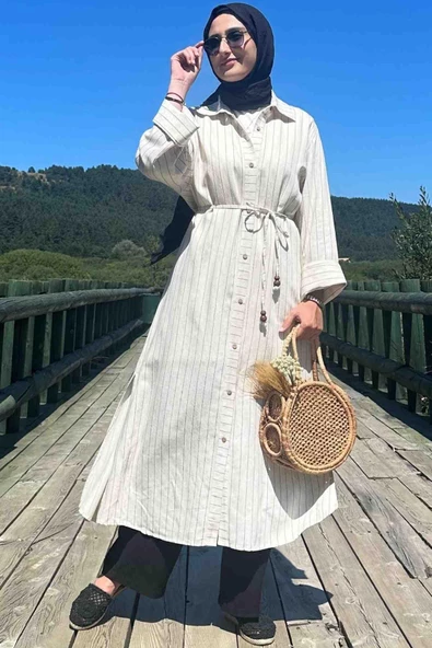 Siyah Çizgili Natural Kap - 10