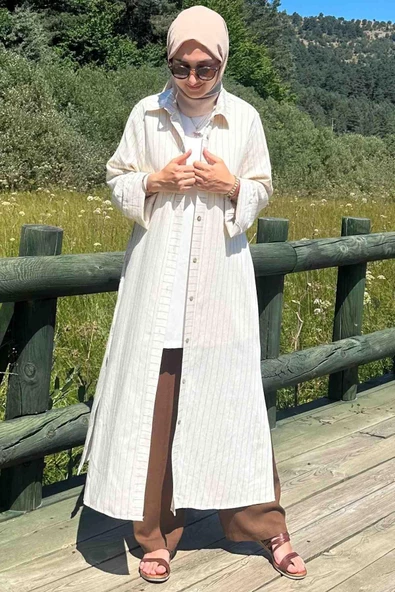 Kahve Çizgili Natural Kap - 5