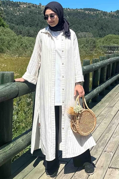 Siyah Çizgili Natural Kap - 6