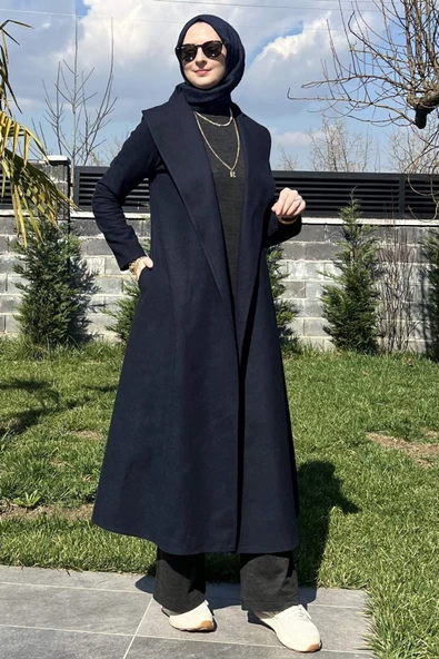 Selin Lacivert Kaşe Kaban - 10