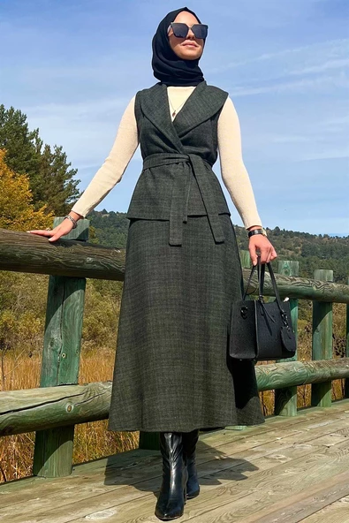 Azize Etek Yelek Takım Haki ürün görseli 1