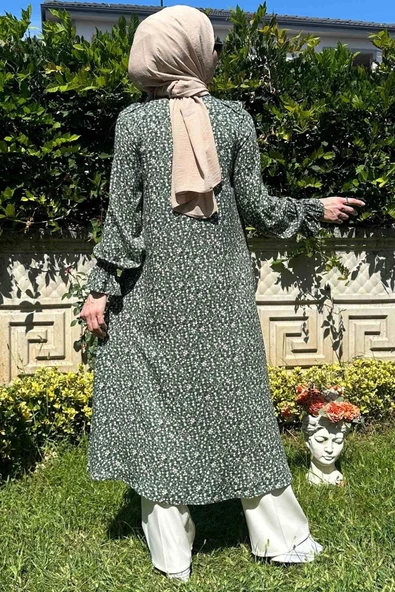 Dilruba Yeşil Çiçekli Tunik - 7