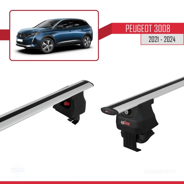 Peugeot 3008 2021 ve Sonrası ile uyumlu ACE-4 Ara Atkı Tavan Barı GRİ - 4