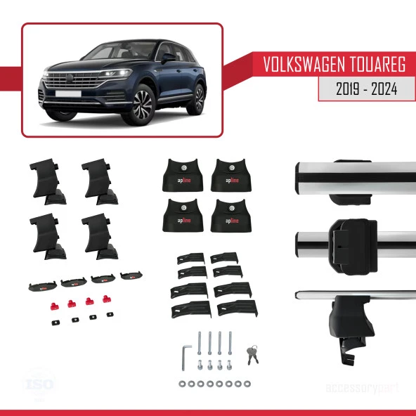 Volkswagen Touareg III (CR) 2019 ve Sonrası ile Uyumlu ACE-4 Ara Atkı Tavan Barı GRİ - 5
