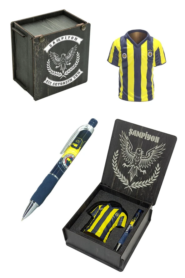 Fenerbahçe Lisanslı Forma Kalemlik Hediyelik Set Ahşap Kutulu