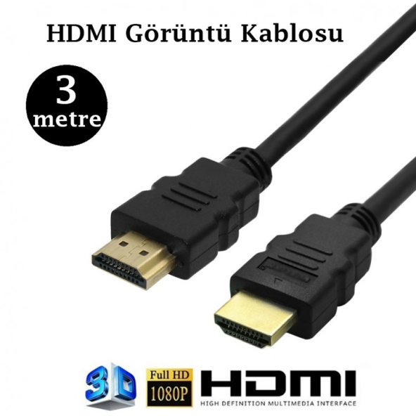 3 Metre HDMI Kablo 4k Yüksek Kalite Görüntü Full HD PVC Hdmi Kablosu