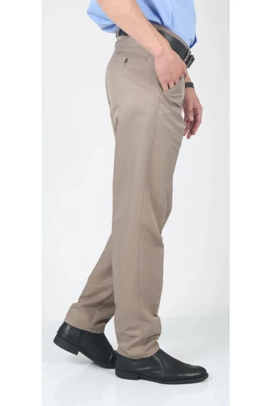 Hakamen Krem Büyük Beden Erkek Keten Pantolon-6758 - 2
