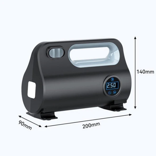 Coofbe 120W DC 12V Akıllı Çip Korumalı Kablolu Led Ekran Araç Lastik Pompa Kompresör Lastik Şişirme - 5