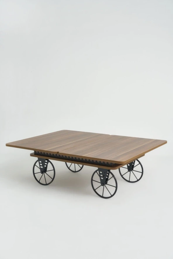 kolexonline Luna Akıllı Sehpa, Çalışma Masası, Yemek Masası, Yer Sofrası, Tekerli Ceviz Renk - Resim 2