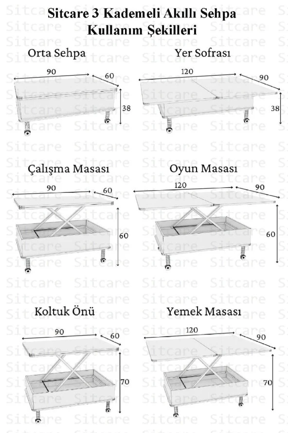 kolexonline Oslo Tekerli Masa Orta Masa Akıllı Masa Çekmeceli Çam Renk ürün görseli 1