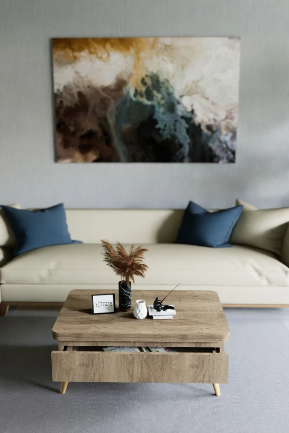 kolexonline Berlin Çok Amaçlı Akıllı Sehpa Sihirli Sehpa Yemek Masası Alaska Renk - Resim 2