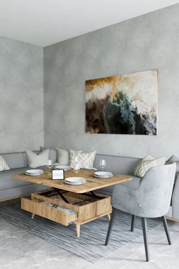 kolexonline Berlin Akıllı Orta Sehpa Akıllı Masa Çekmeceli Çam Renk - Resim 5