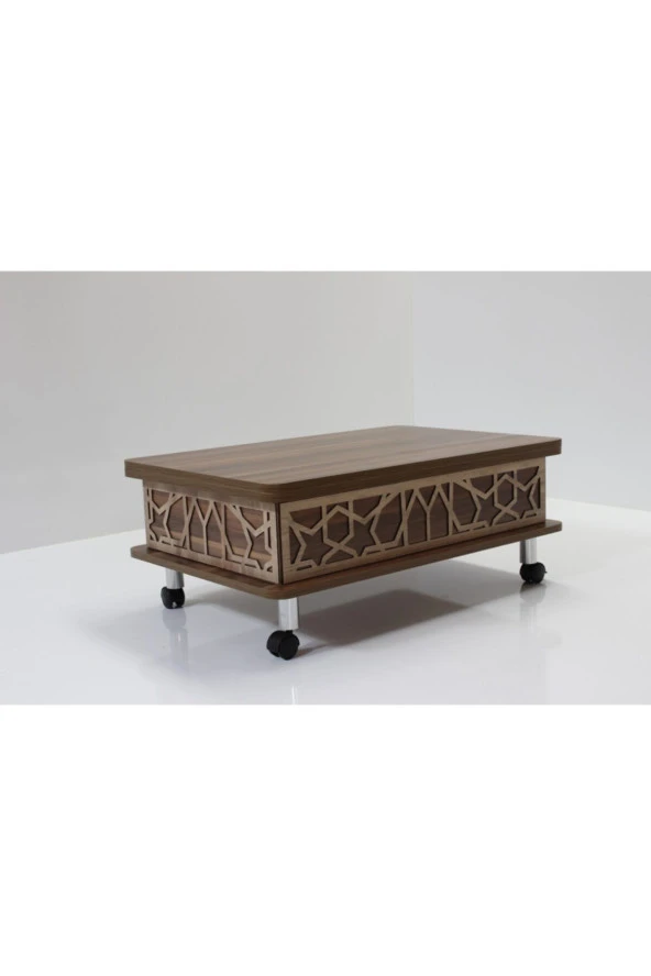 kolexonline Akıllı Sihirli Sehpa 3 Kadameli Tekerli Ceviz ürün görseli 1