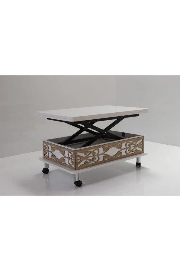 kolexonline Akıllı Sihirli Sehpa 3 Kadameli Tekerli Beyaz - Resim 4